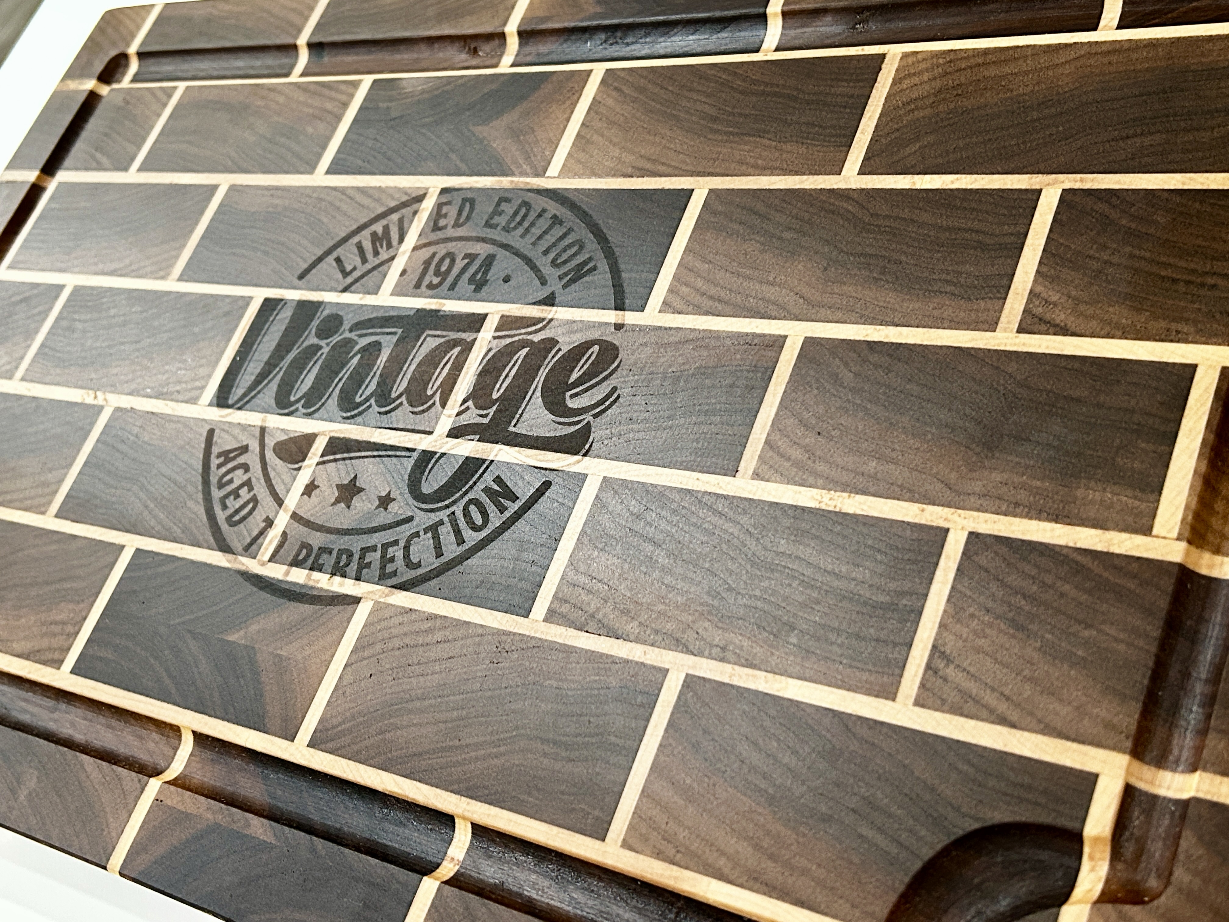 Walnut & Maple Brick Pattern End Grain Board