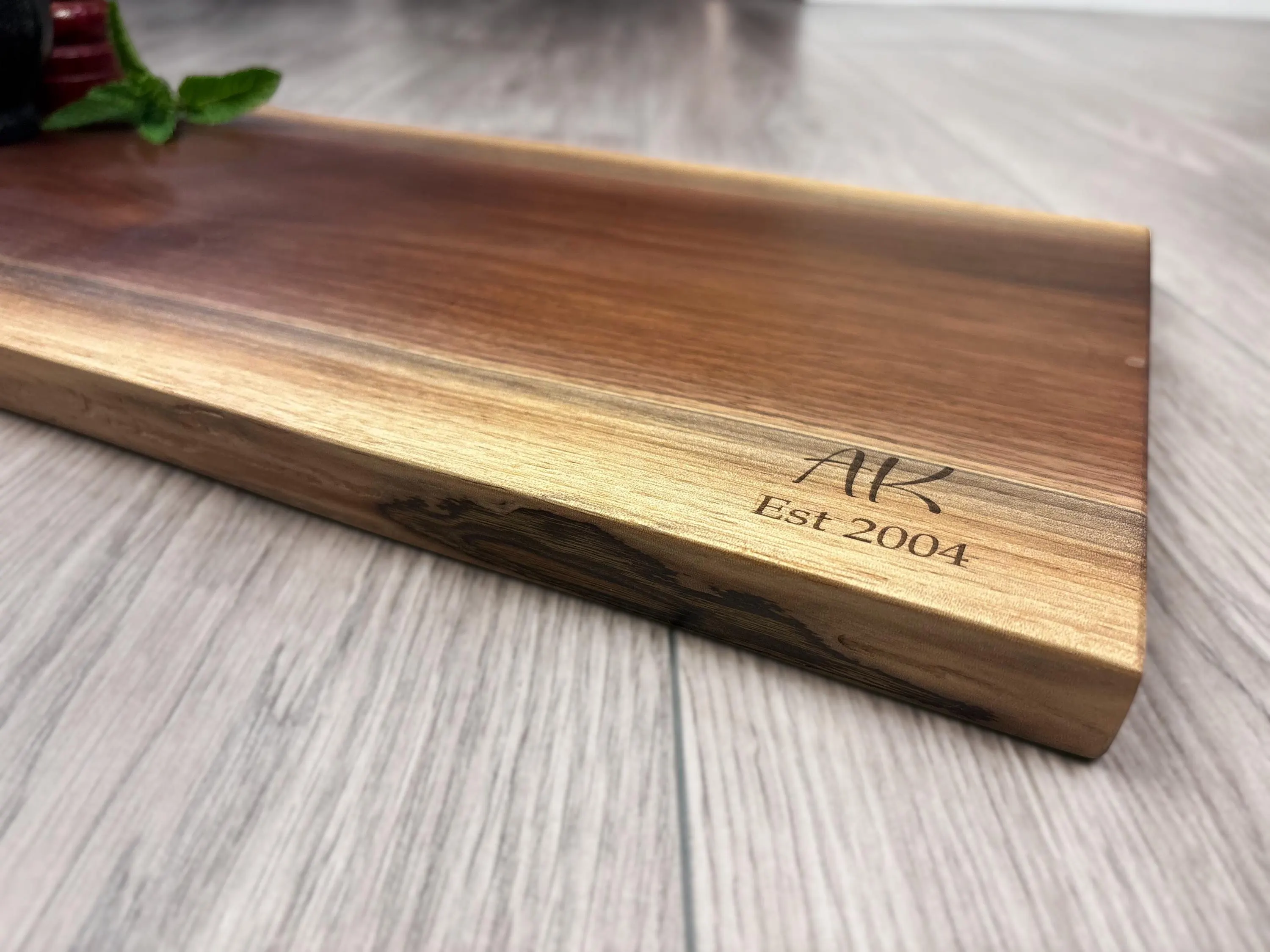Personalized Walnut Live Edge Board detail 3