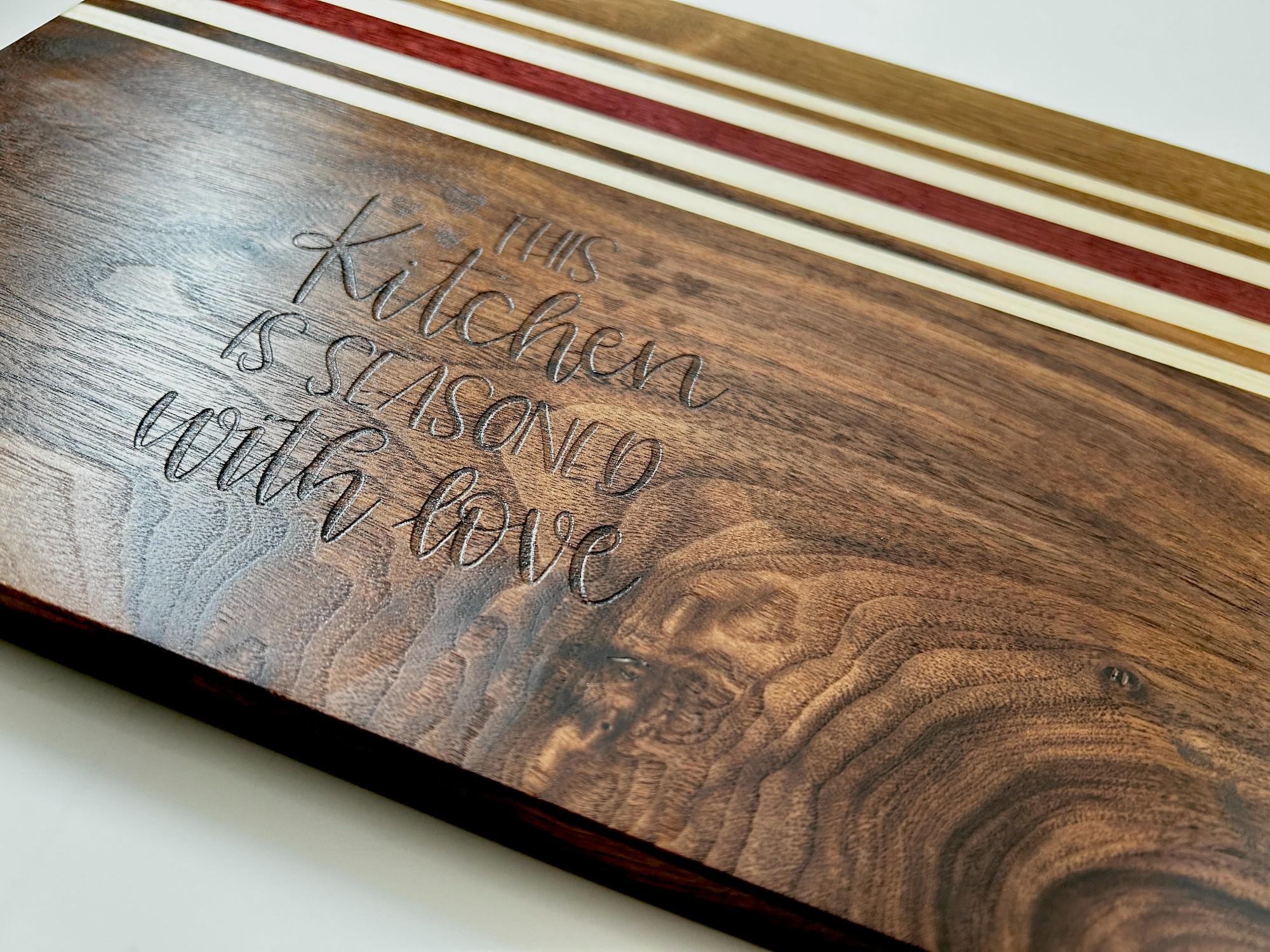 Walnut, Maple & Purple Heart Cutting Board detail 3