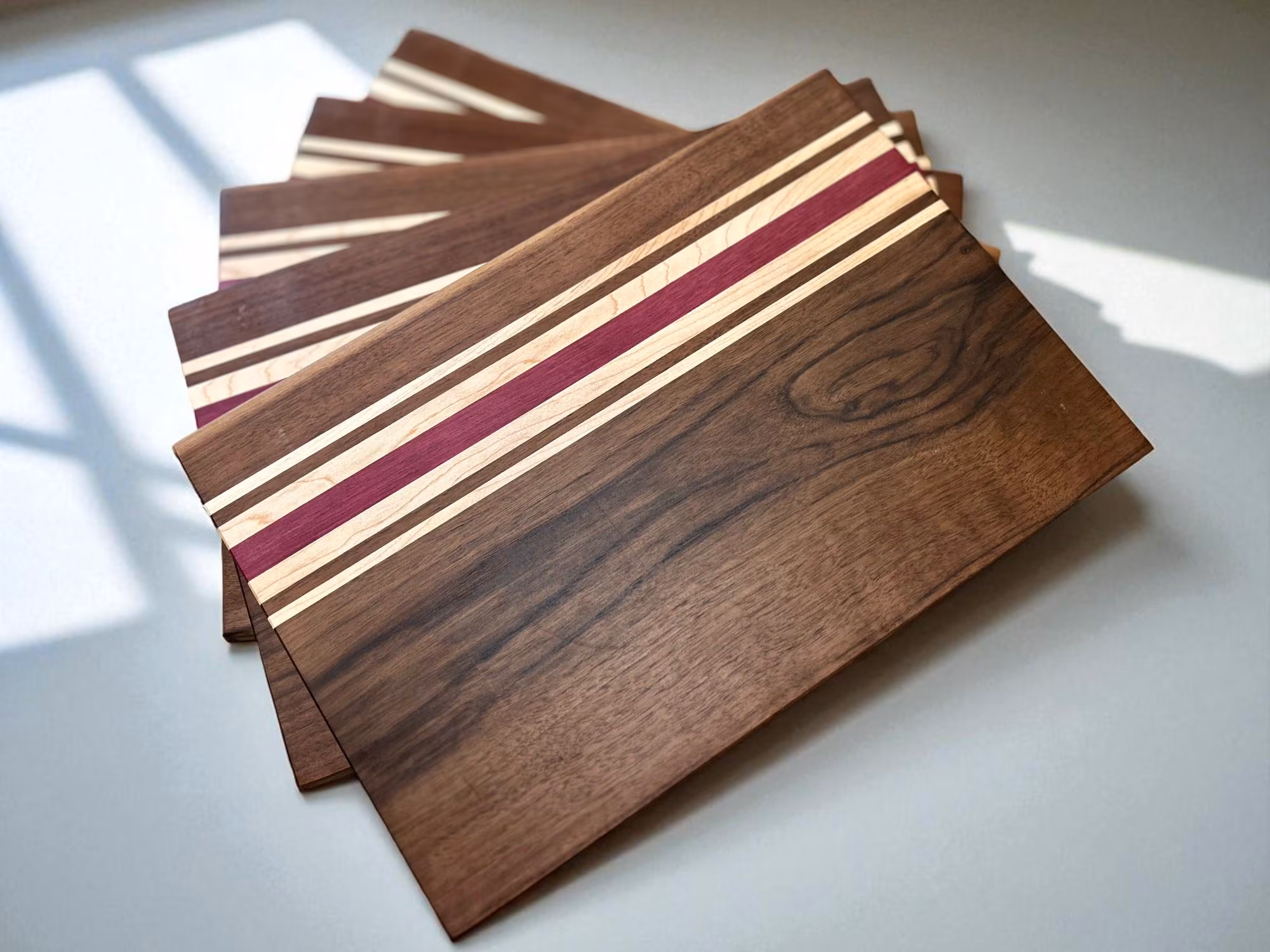 Walnut, Maple & Purple Heart Cutting Board